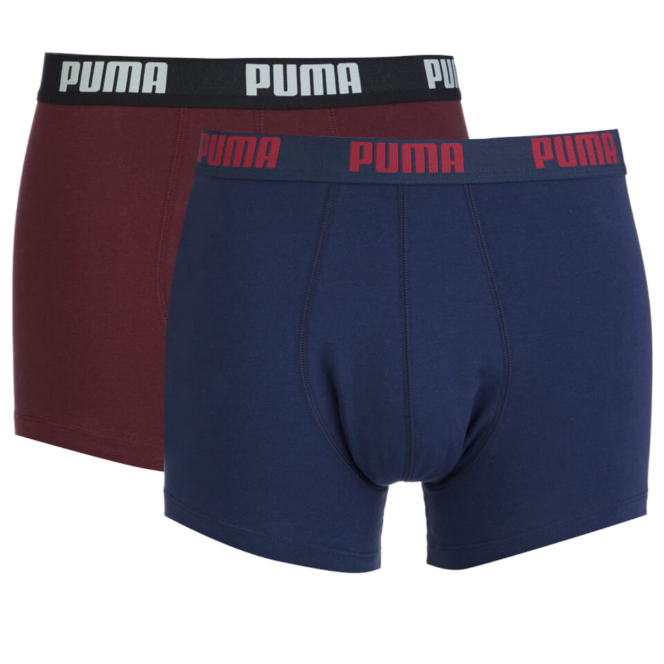 Puma Men's 2 Pack Basic Boxers - Burgundy/Navy Mens Underwear | Zavvi