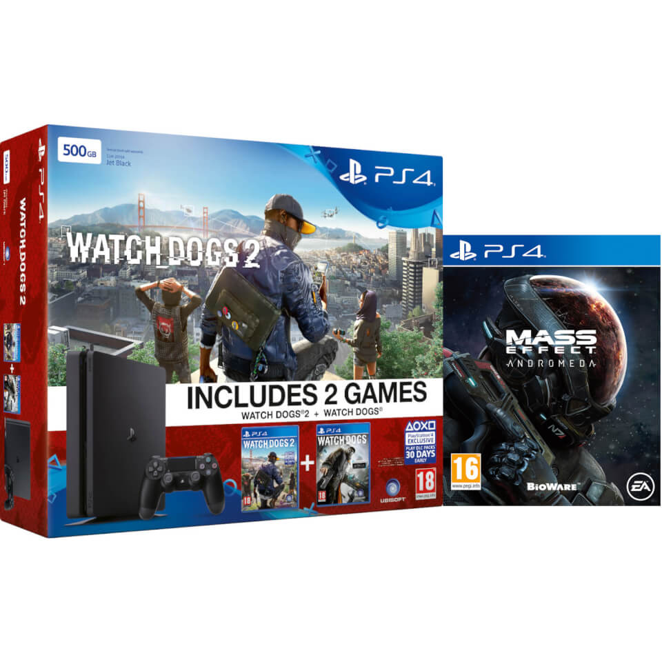 Sony Playstation 4 Slim 500gb Console - Includes Watchdogs And Watchdogs 2 & Mass Effect Andromeda Sony Playstation 4 Slim 500gb Console - Includes Watchdogs And Watchdogs 2 & Mass Effect Andromeda