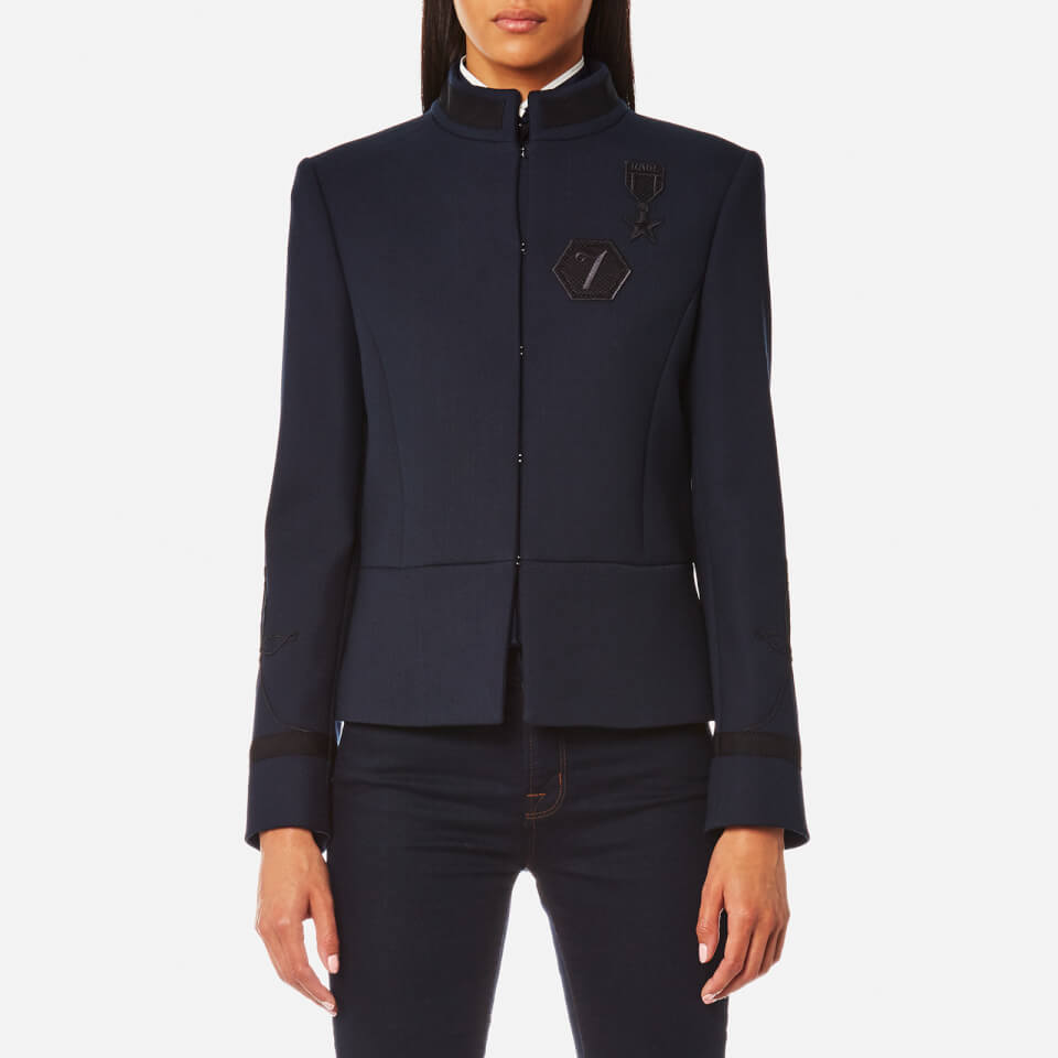 Karl Lagerfeld Women's Military Jacket with Patches - Peacoat Womens ...