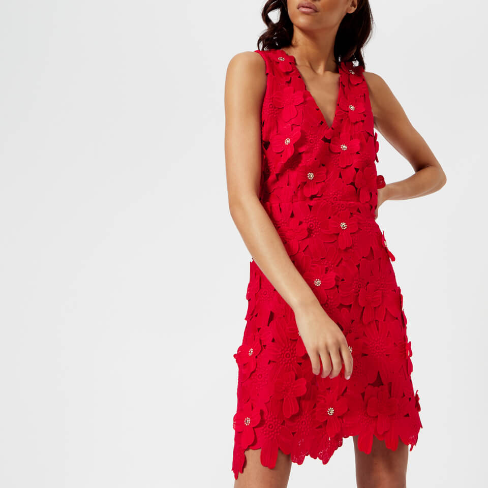 floral appliqué lace dress michael kors