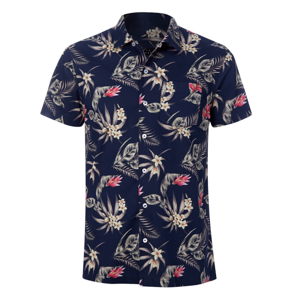 Broken Standard Men's Jason Tropical Shirt - Navy Mens Clothing | Zavvi