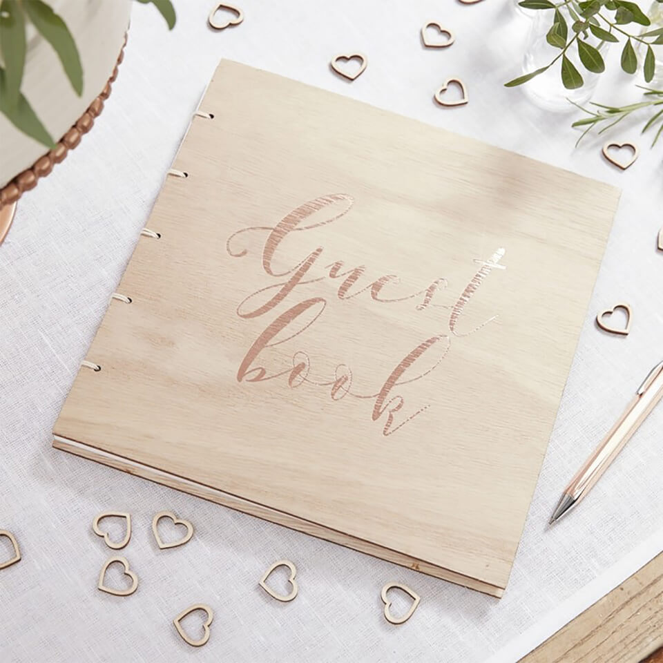 Ginger Ray Ginger Ray Rose Gold Wooden Guest Book - Beautiful Botanics | 