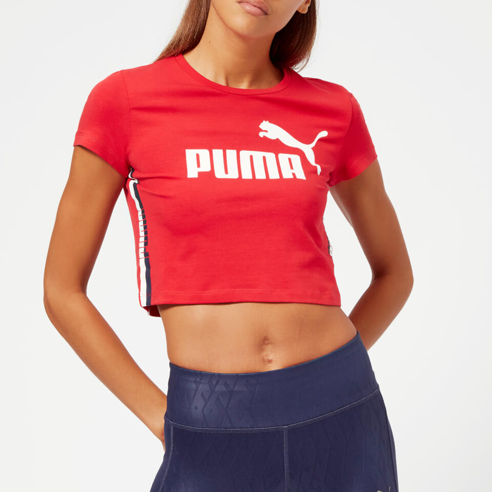 Puma Womens Tape Logo Cropped Tee 