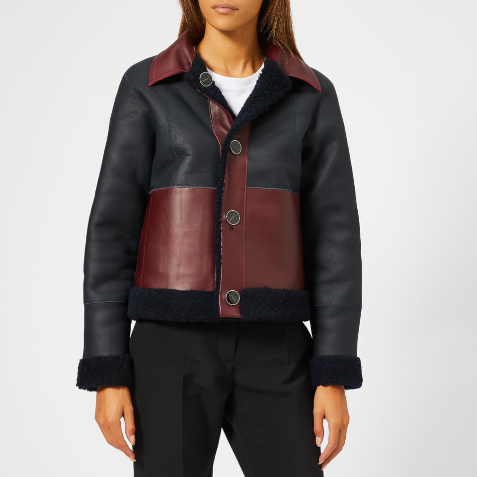 Victoria, Victoria Beckham Women's Lamb Shearling Reversible Jacket - Midnight/Garnet - UK 10 - Blue from Coggles (US & CA)