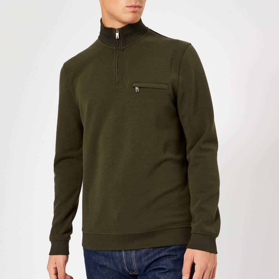 Quarter Zip Sweatshirt Ted Baker Men s Leevit Half Zip Sweatshirt Khaki Mens 