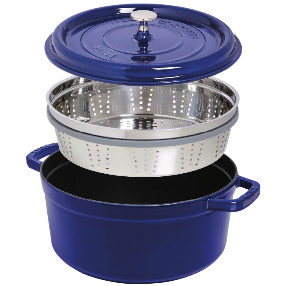 EAN 3272340000645 product image for Staub Round Cocotte and Steamer - Dark Blue - 26cm | upcitemdb.com