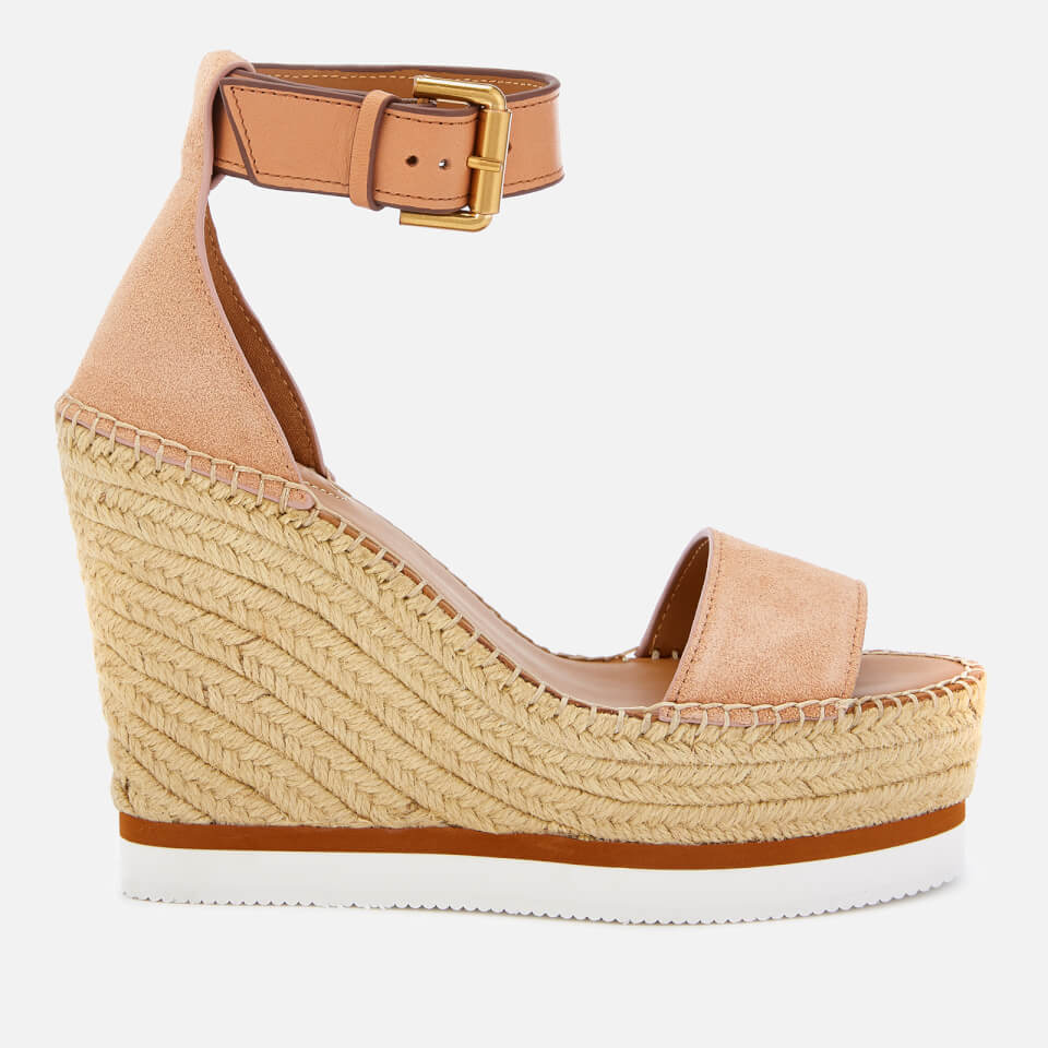 See By Chloé Women's Glyn Suede Espadrille Wedge Sandals - Cipria ...