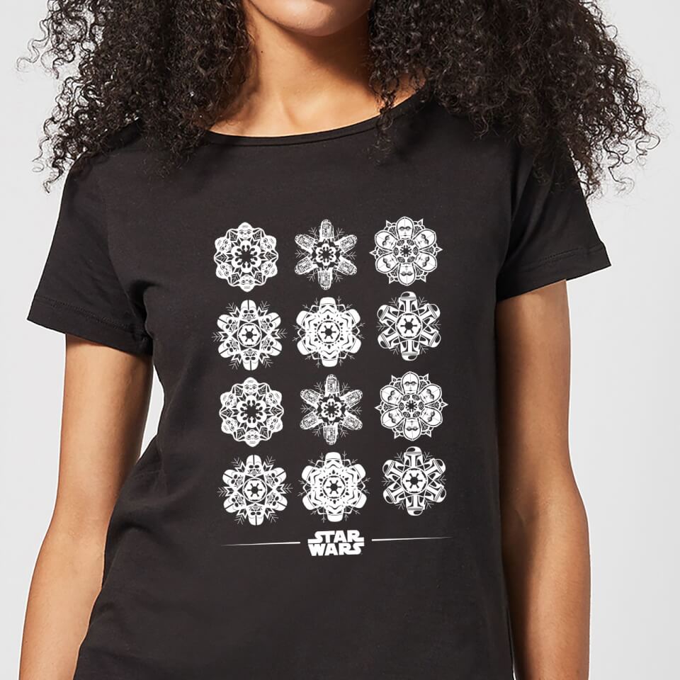 Star Wars Star Wars Snowflake Women's Christmas T-Shirt - Black - XS - Black | adult