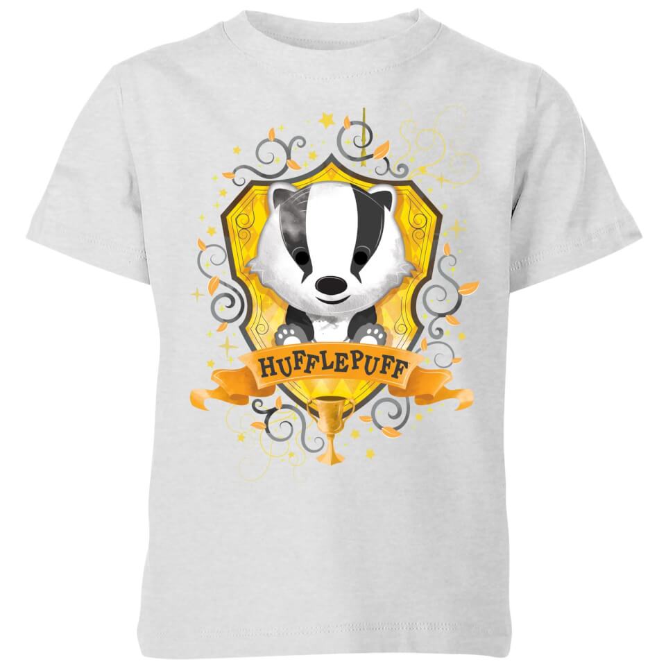 Harry Potter Kids Hufflepuff Crest Kids T Shirt Grey Clothing