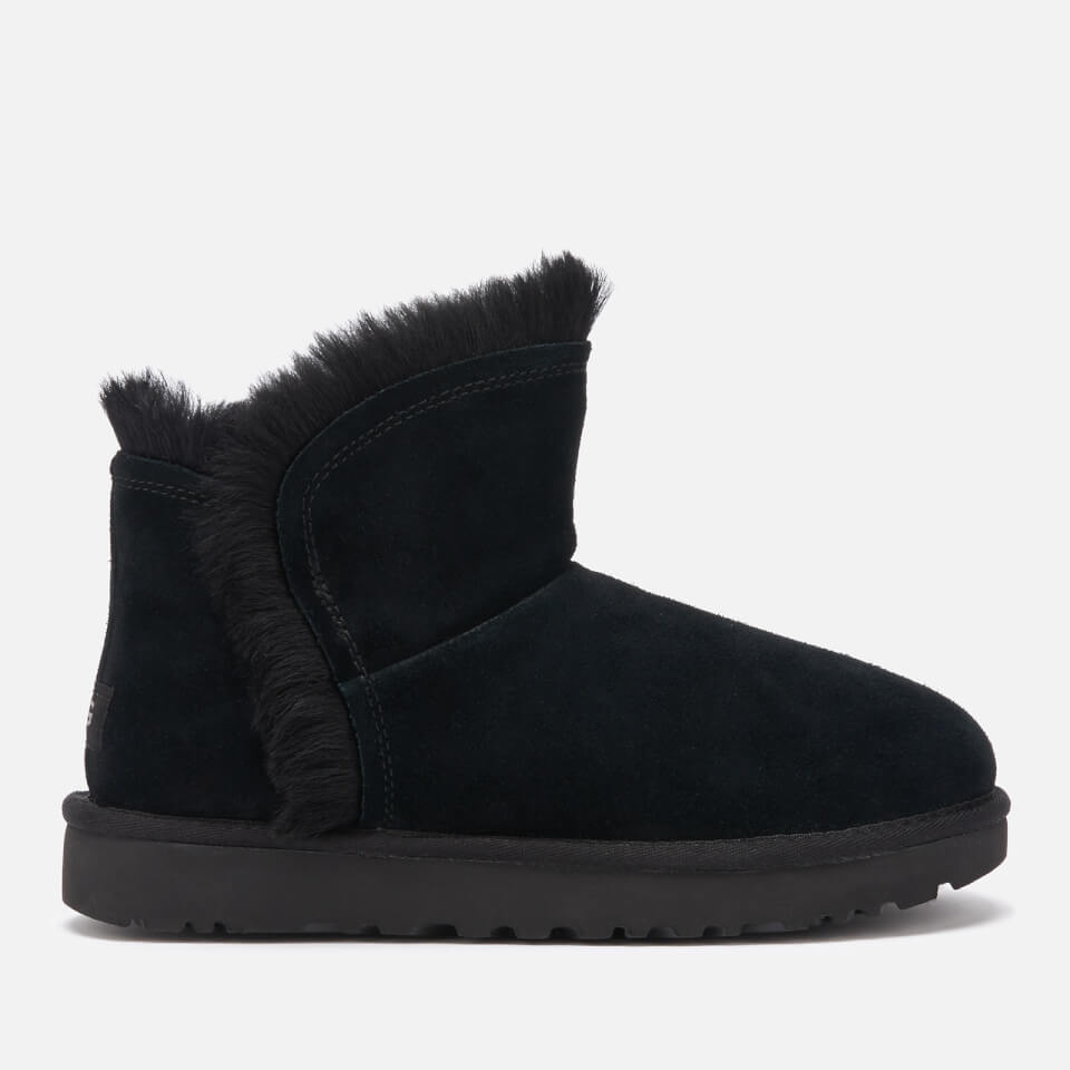 ugg classic mini fluff ankle boots in black