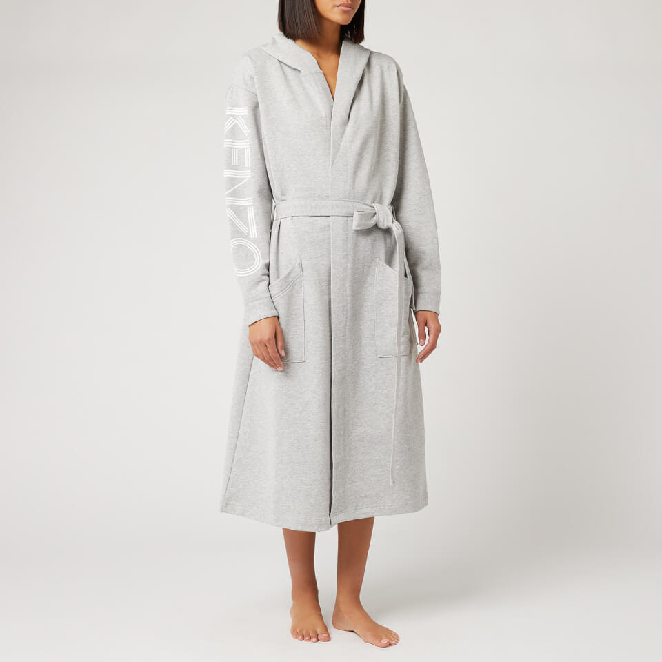 KENZO KLogo Bathrobe Light Grey Free UK Delivery Available