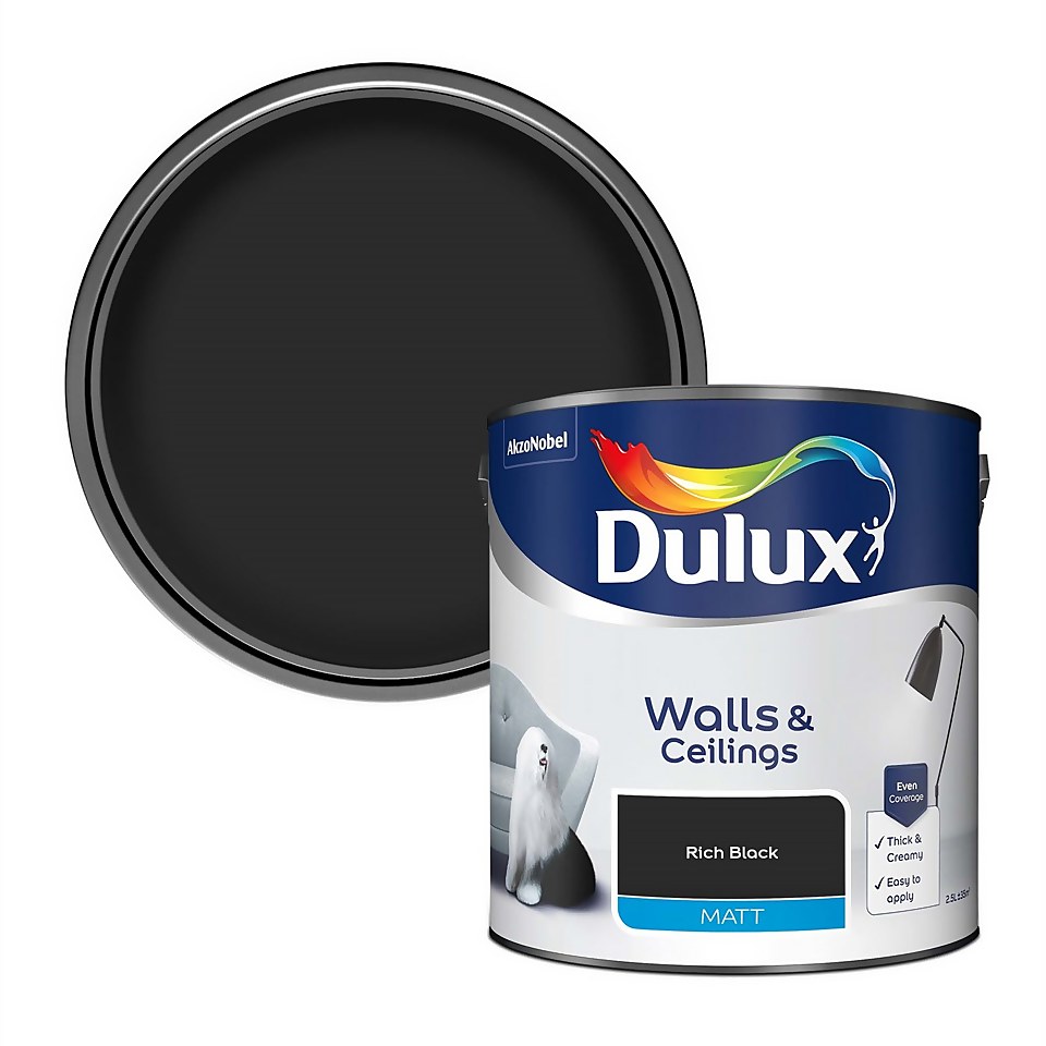 Dulux Rich Black Matt Paint 2.5L Homebase
