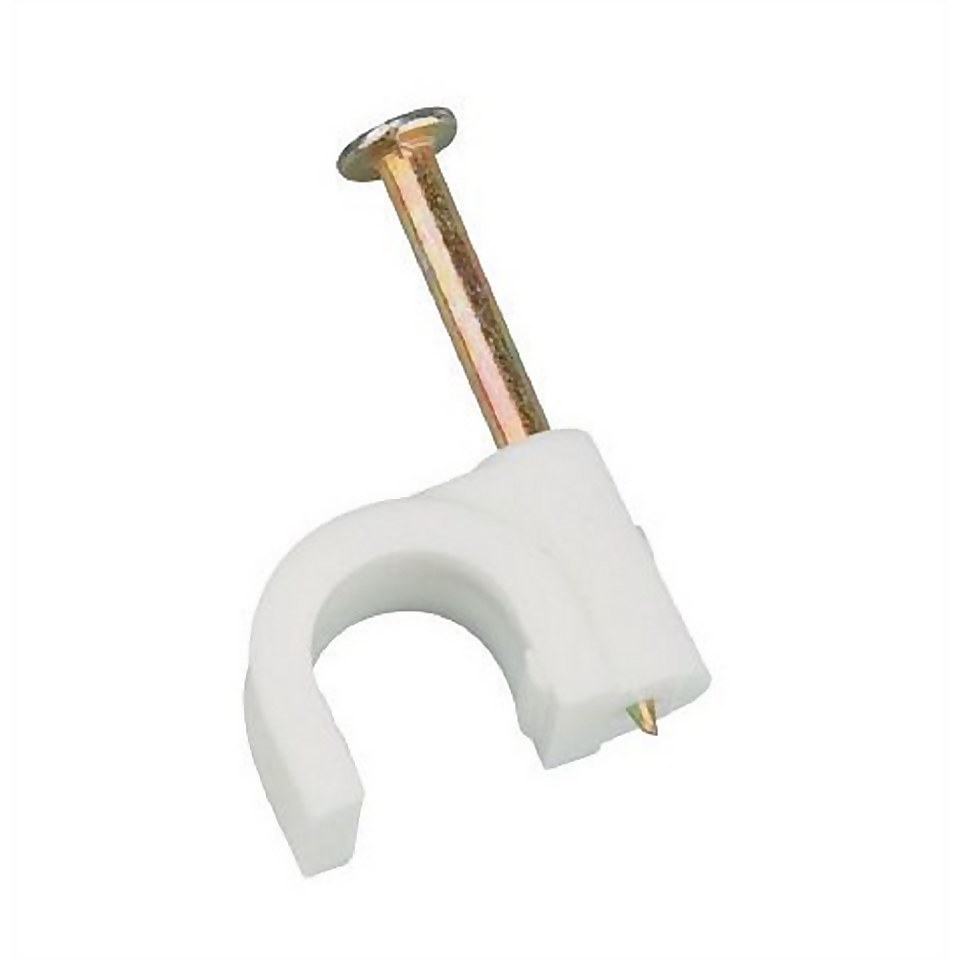 Masterplug Round Cable Clips 8mm White 20 Pack Homebase