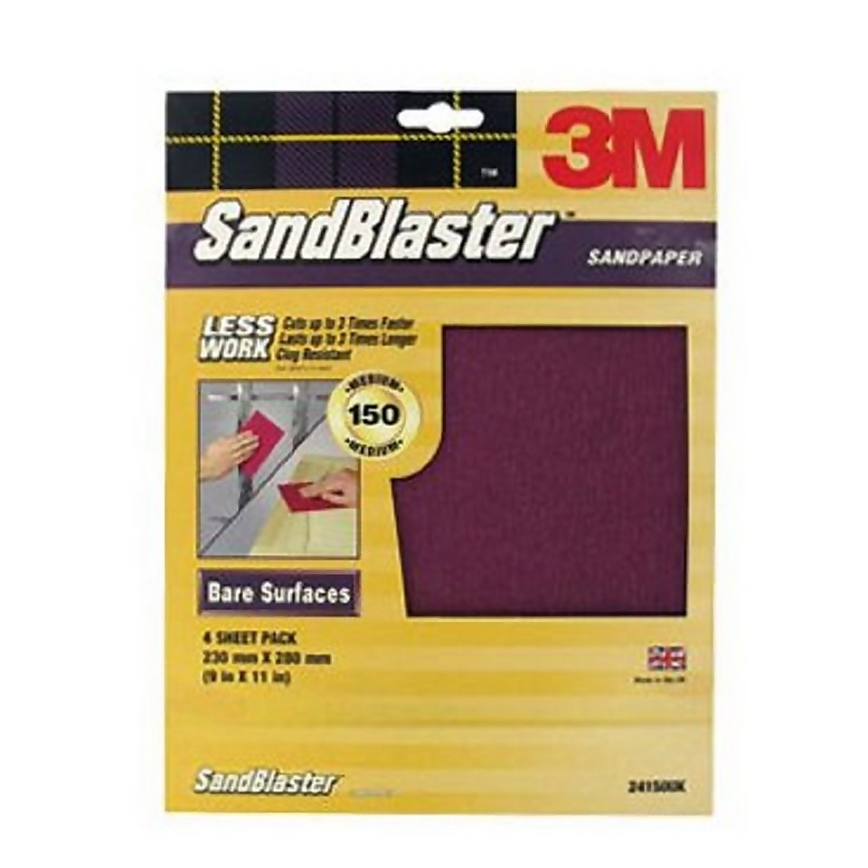 3M P150 SandBlaster Sandpaper Very Fine 3 Pack Homebase