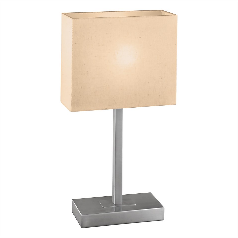 Eglo Pueblo 1 Touch Table Lamp Nickel & Beige Homebase