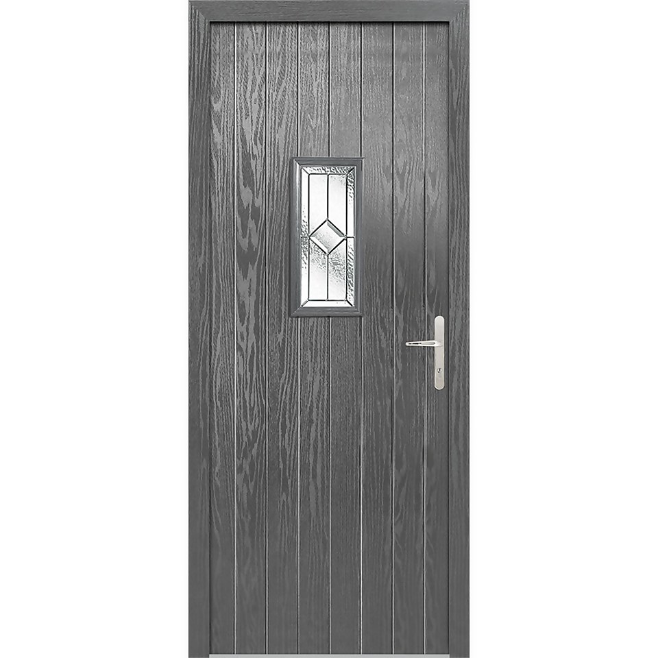 Speedwell Glazed Grey Grey Frame Exterior Door Right Hand 2030 x 890 x 70 Homebase