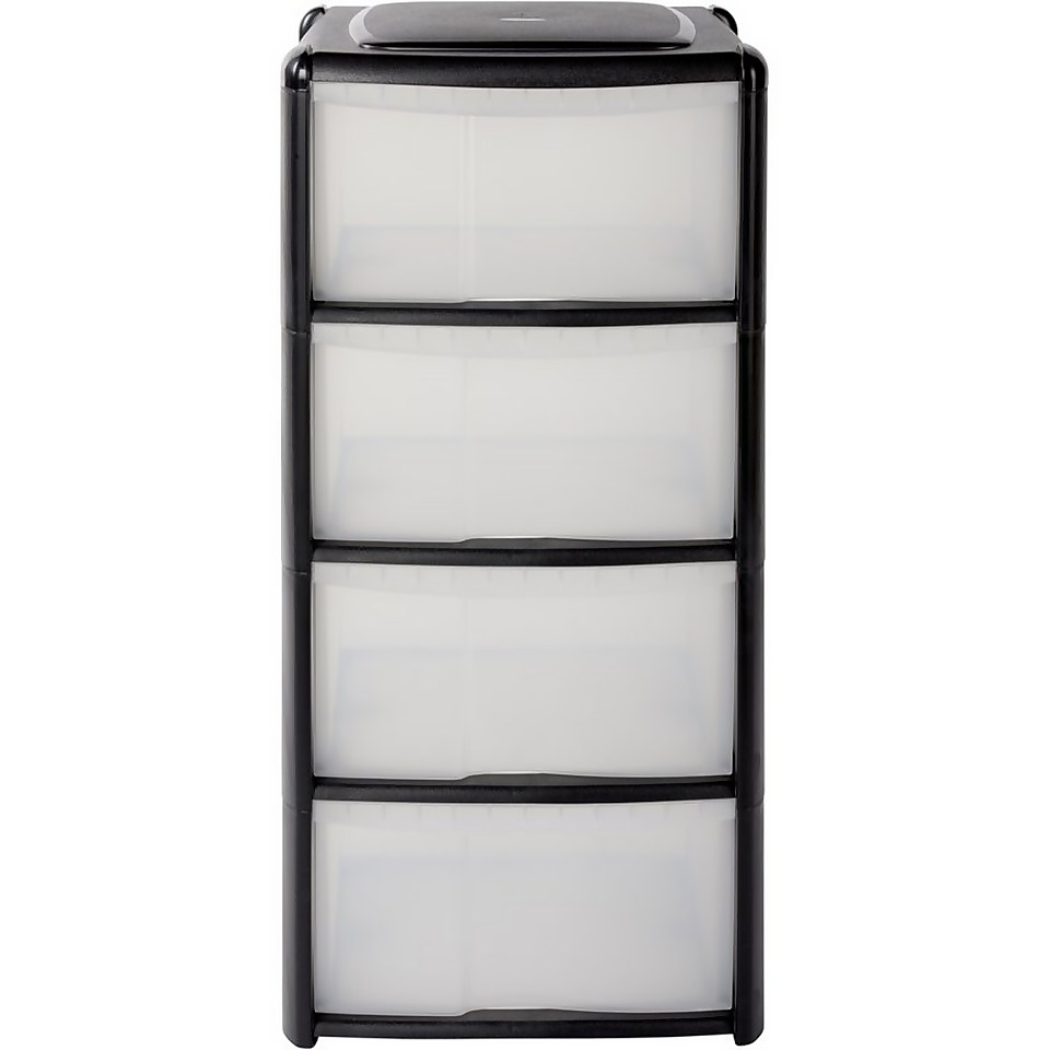 4 Drawer Storage Tower Black Homebase