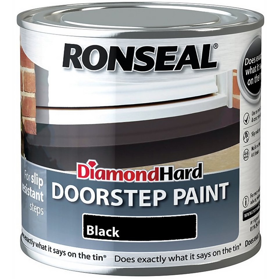 Ronseal Diamond Hard Black Doorstep Satin Paint 250ml Homebase