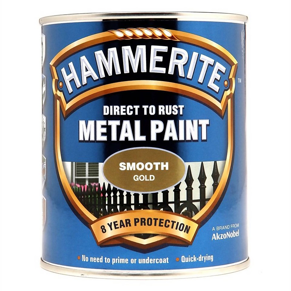Hammerite Direct To Rust Smooth Gold Metal Paint 750ml Homebase
