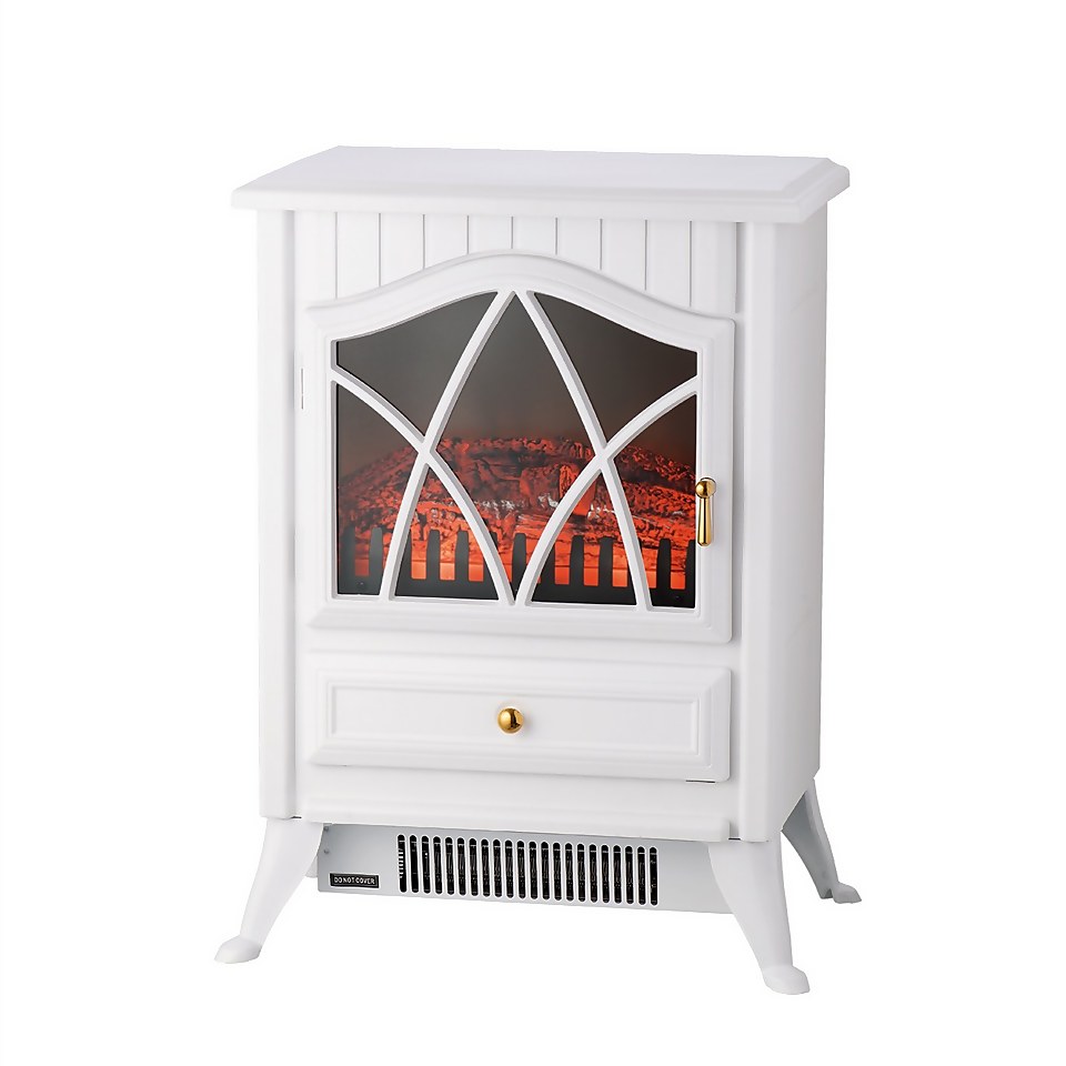 Arlec 1800W Flame Effect Electric Fireplace Heater White Homebase