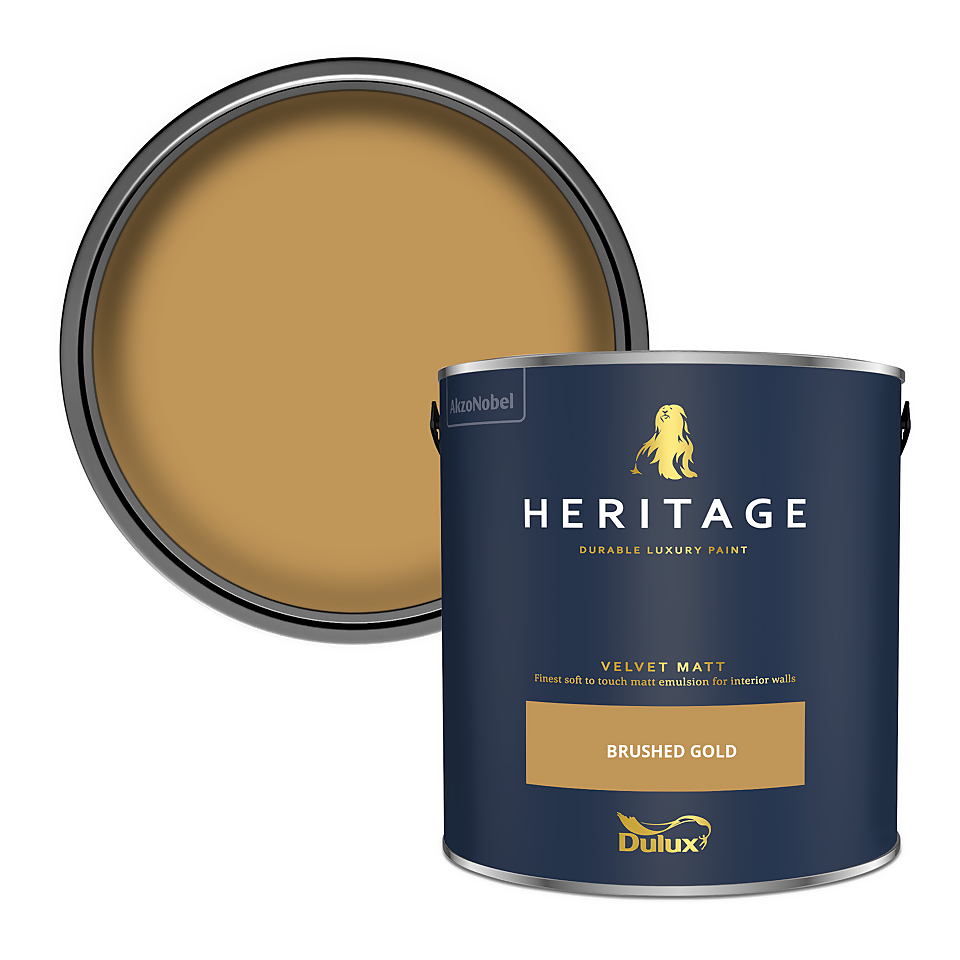 Dulux Heritage Matt Emulsion Paint Brushed Gold 2.5L Homebase