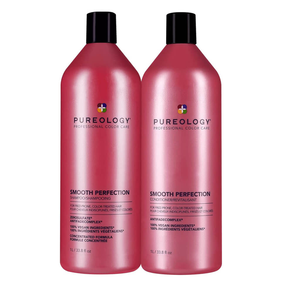Pureology Smooth Perfection Shampoo and Conditioner Routine For Frizz Prone, Colour Treated Hair 1000ml