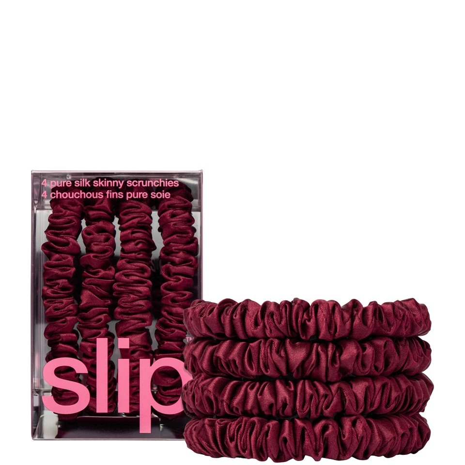 slip pure silk skinny scrunchies - maroon