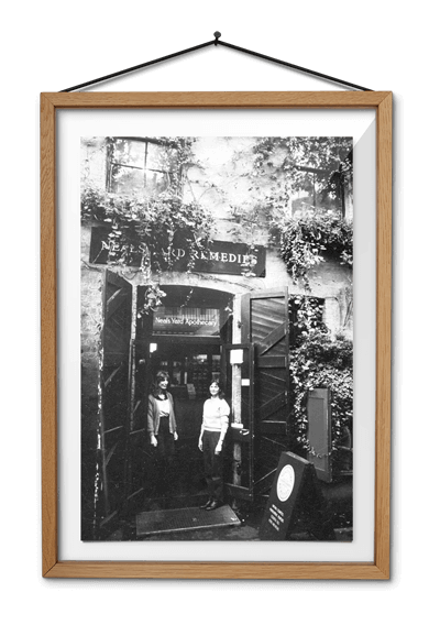 Black & white photo of Neal's Yard shop