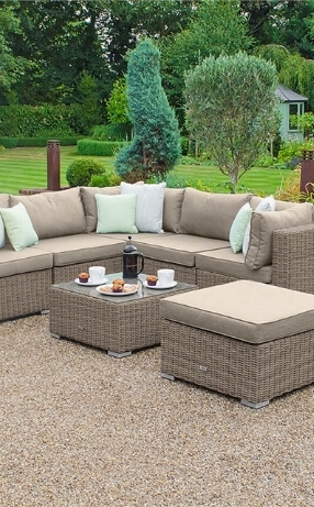 Homebase Alexandria Rattan Effect 3 Seater Corner Garden Sofa Set ...