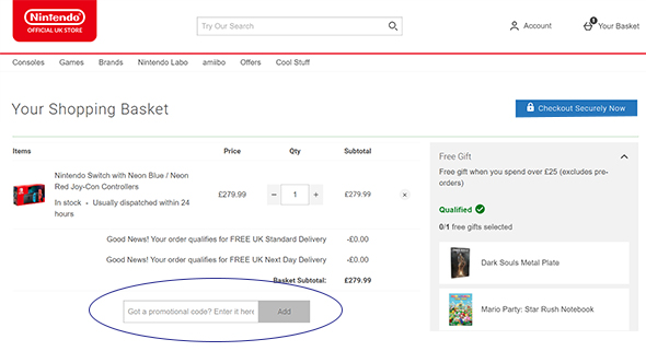 nintendo switch promotional code